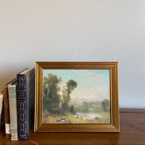 Vintage landscape seascape painting print